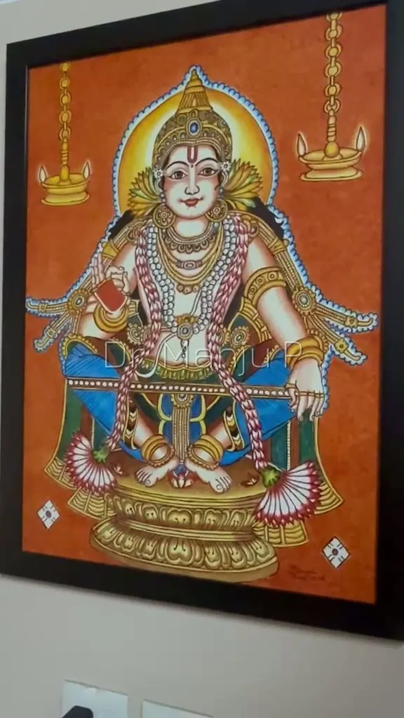 Dharma Sastha in Yogic Repose — Kerala mural painting by Dr. Manju P, studio video